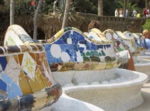 Parc Guell, Mosaic Tile, Serpentine Bench, Barcelona Spain